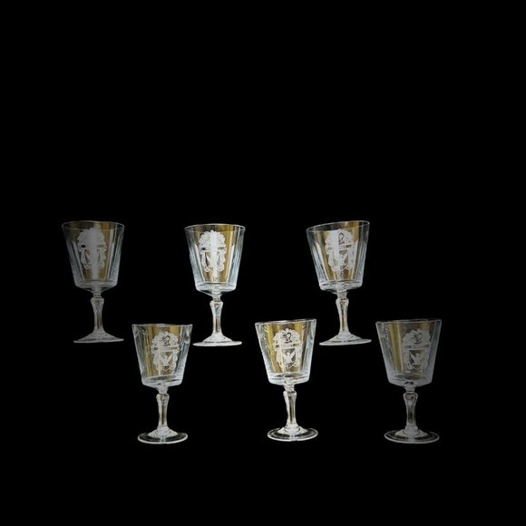 Bleikristall Leaded Crystal Vintage Coat of Arms 6 Ramsey Clan Etched Glasses - Picture 8 of 11